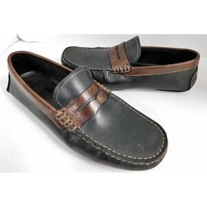 J&M Black Brown Leather Driving Moccasin‎ Loafers 8.5 M